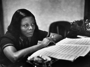 Mary Lou Williams with sheet music