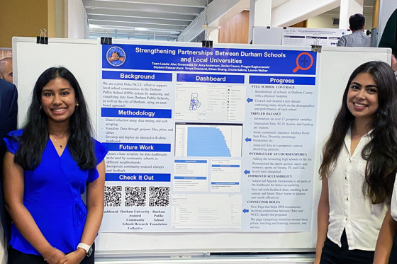 students standing in front of poster about "plus" programs