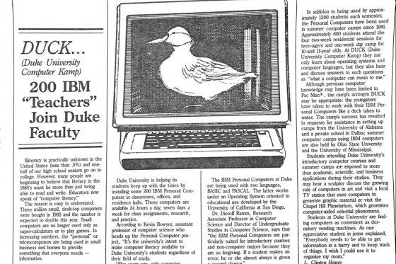 newspaper archive about 200 IBM teachers joining Duke Faculty