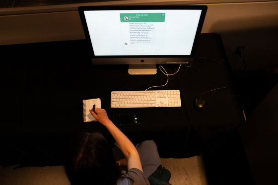 Student using AI during exhibit