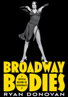 Black and white image of dancer with text "Broadway Bodies"