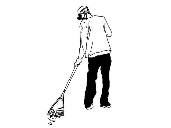 illustration of cemetery worker