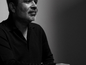 Akhil Sharma in black and white