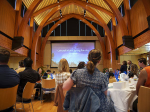 teams of faculty gathered in Karsh Alumni Center, looking at presentation about Constellations