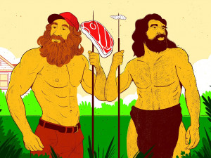 illustration of two pavement holding spears