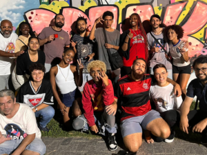 Members of the Hip-Hop Pedagogies team and partners in Brazil in August 2023