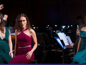 Duke opera singers performing at opera and wind symphony concert