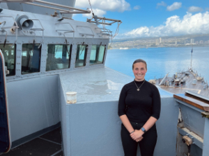 Maria Morrison toured the USS Hopper in Pearl Harbor on her 2022 spring break trip. She is a senior, majoring in political science