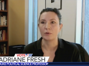 screenshot of Adriane Fresh being interviewed by ABC 11 News