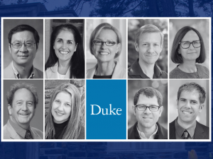 nine faculty in a grid against blue background