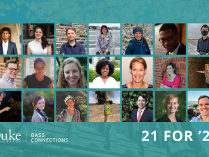 Collage of headshots labeled "21 for '21"