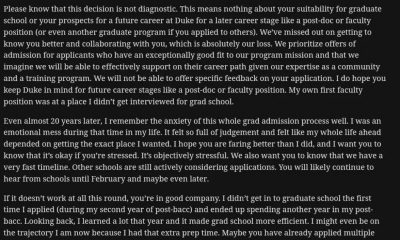 Rejection letter posted on Reddit