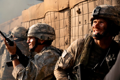 Scott Eastwood, right, in a scene from “The Outpost.” Screen Media, via Associated Press