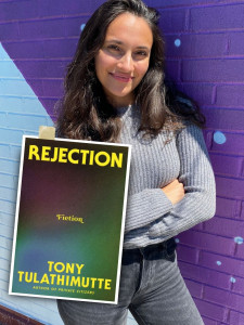 Sarah Balakrishnan and book cover "Rejection" 